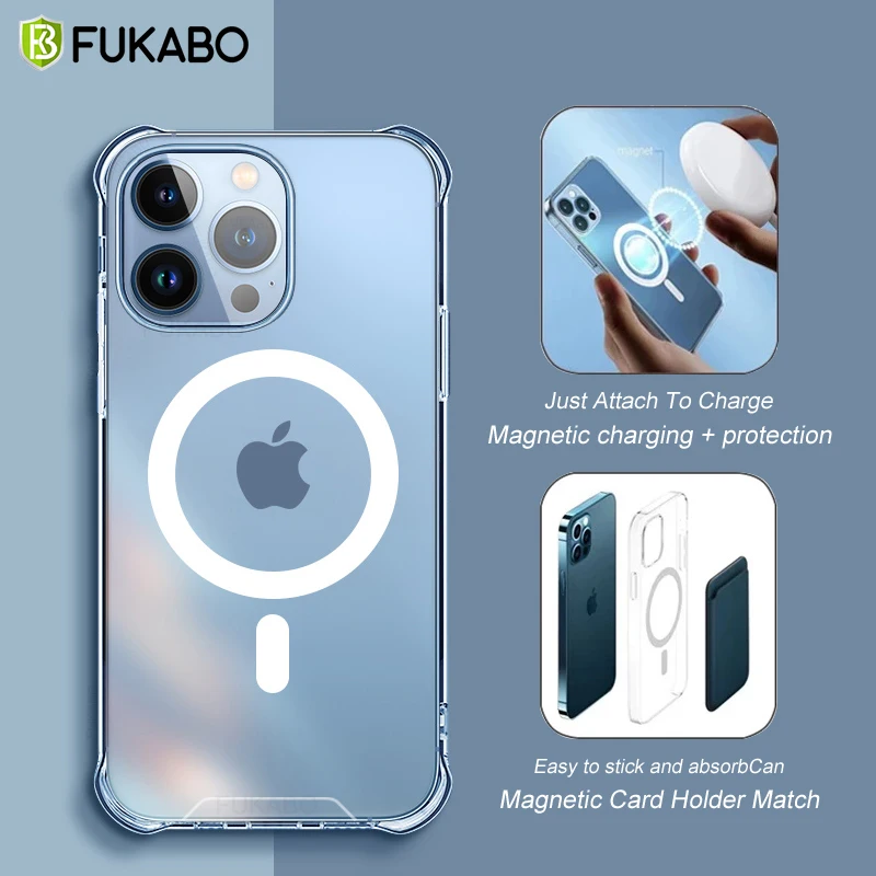 

For iPhone 13 12 11 Pro Max For Magsafe Magnetic Case 13 12 Mini XR XS SE 2020 Transparent Mag Magnetic Wireless Charging Cover