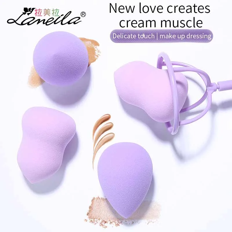 

3pcs Makeup Egg Sponge Dryer Stand Wet And Dry Dual Use Makeup Egg Soaked Water Big Drop Puff Anti-microbial Powder Puff Shelf