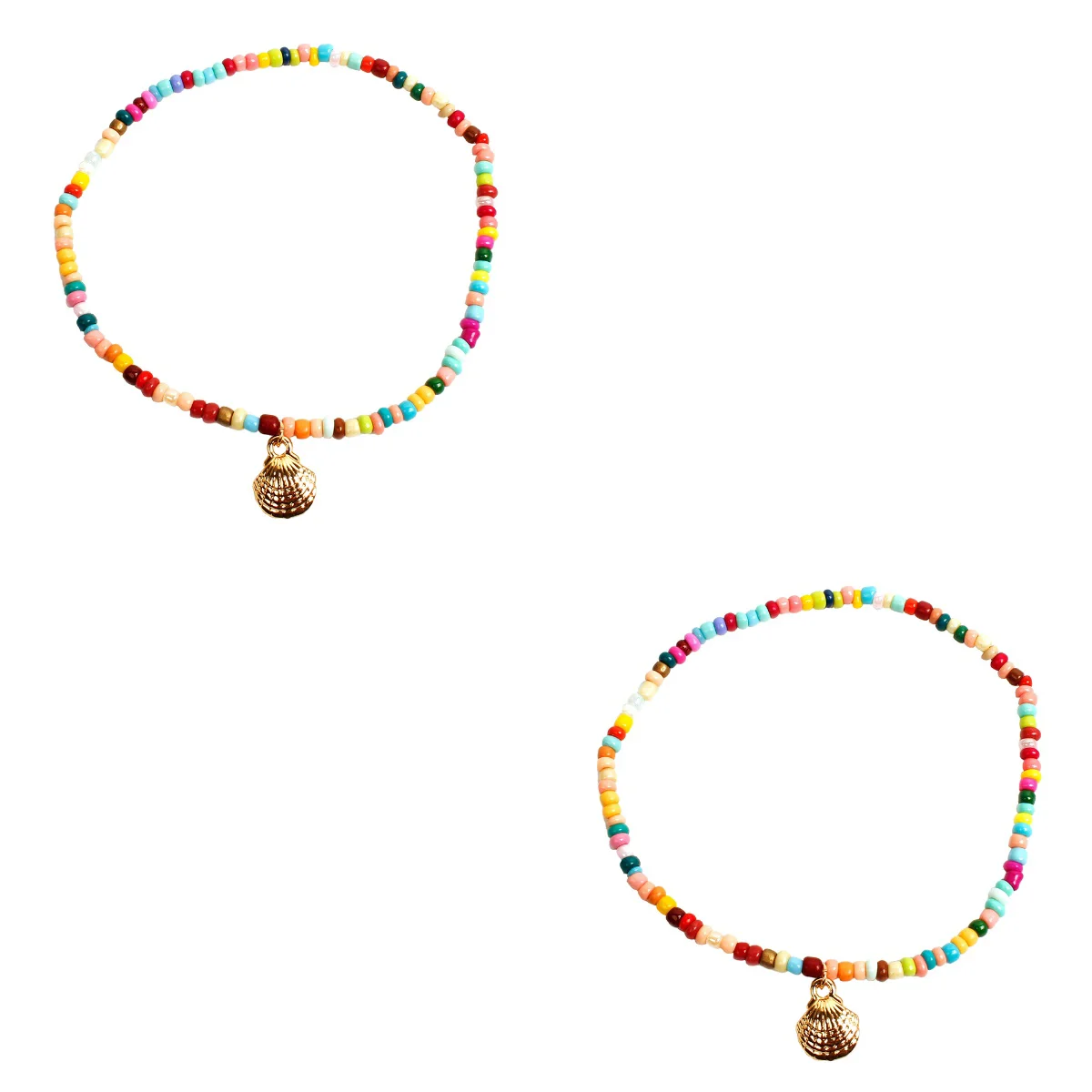 

2x Friendship Anklets Anklet Chain Beach Foot Chain Anklet Rice Beads Colorful Pendant Charm Anklets Rice Beads Anklet