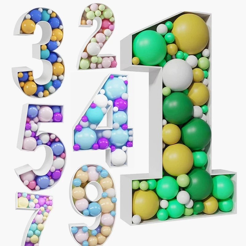 

73cm Blank Giant Number 1 2 3 4 5 Balloon Filling Box Large Mosaic Frame Balloons Stand Kids Wedding Birthday Party Decorations