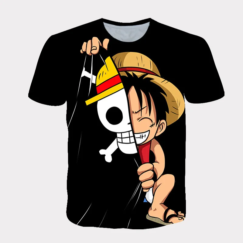 

Kids Summer Casual Polyester Cartoon One Piece Luffy Zoro 3D Print T-shirts 3-14 Years Children Boys Girls Leisure Tops Clothes