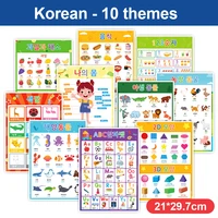 10 themes kids learning toys of basic words french korean spanish english classroom decor teaching aids a4 educational poster