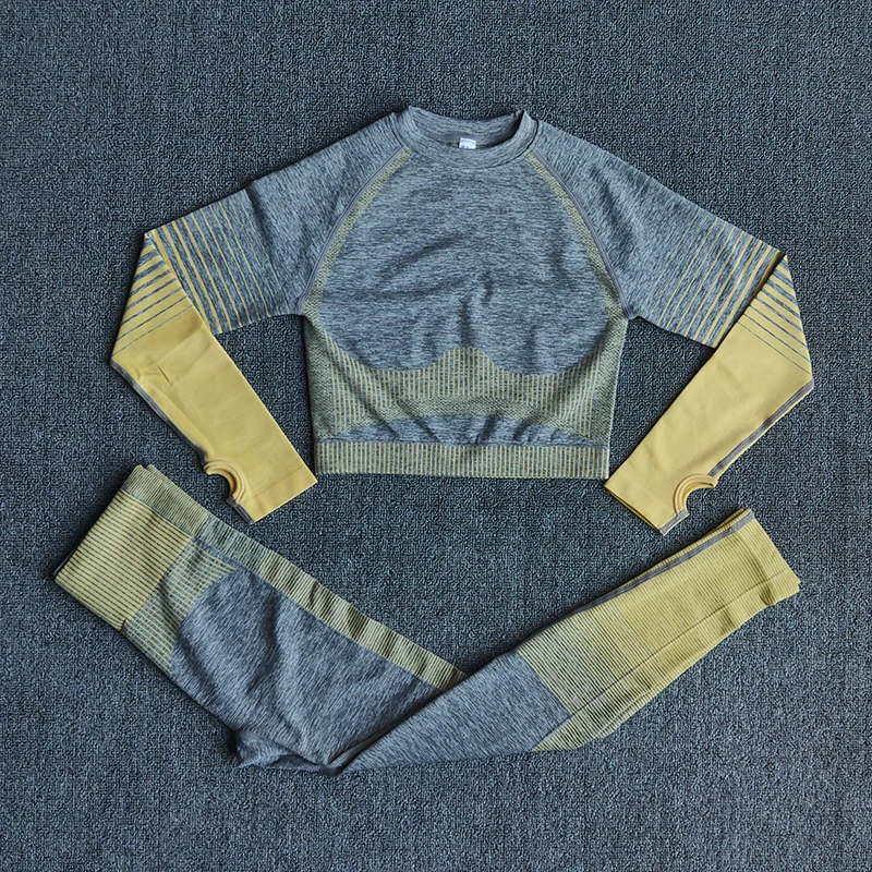 

Seamless Women Yoga Set Long Sleeve Crop Top High Waist Gym Leggings Sport Clothes Sport Suit Gym Suit Fitness Sets Sportswear