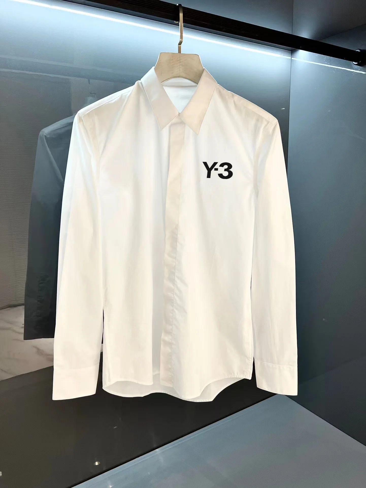 

Yohji Yamamoto Shirts Y-3 Chest Printed Letter Long Sleeve Shirt Men's Autumn Simple Everything Back Signature Y3 Shirt