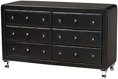

Wood Contemporary Upholstered Dresser, Black