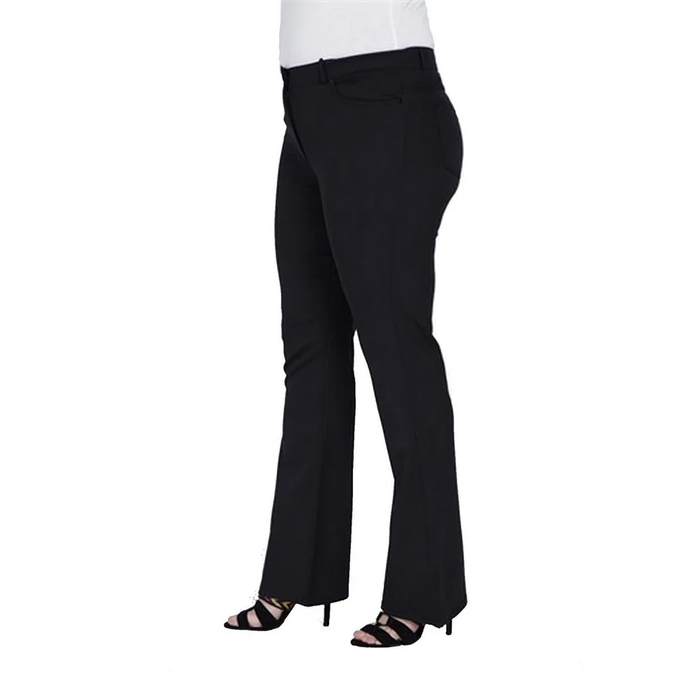 Fierte Women Plus Size Pants Rg1221Pv Fabric High Waist Wide Trotting Zipper Closure Button Spring Summer Casual