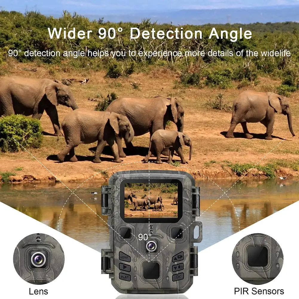 

Mini 301 Tracking Camera Plug-in Card 24mp/1296p Convenient Trail Camera Infrared Night Vision Wildlife Cam Video Photography