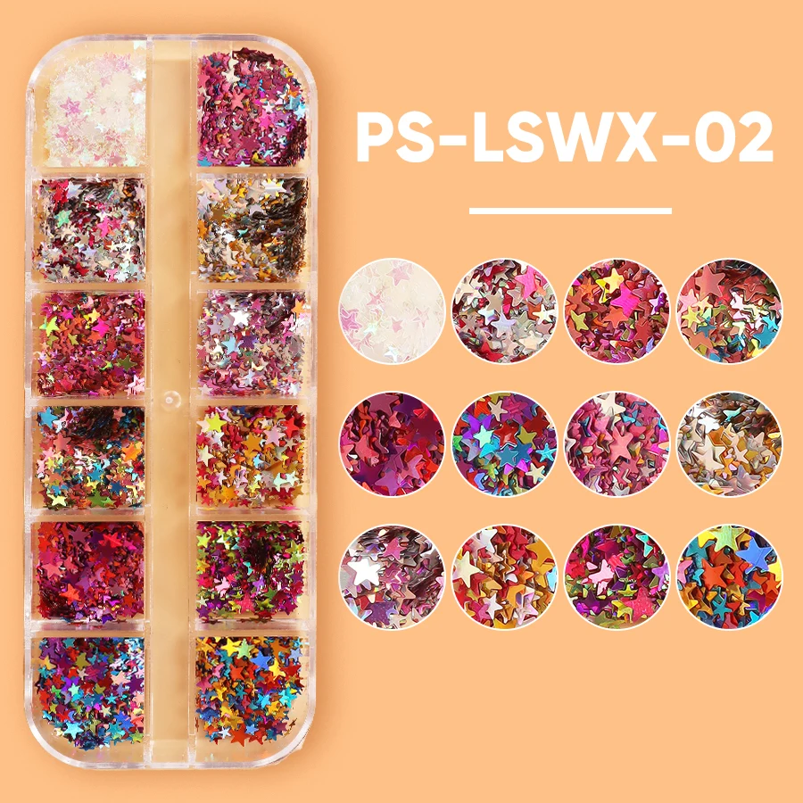 Новинка 2024 блеск для ногтей лазерная вспышка единорог пентаграмма два