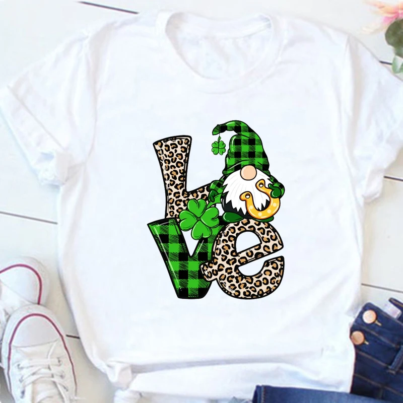 

Love Patrick Day Gnomes Shirt St. Patricks Day Woman Tshirts Shamrock Lucky Lips Tee Four Leaf Clover Irish Clothes Women L