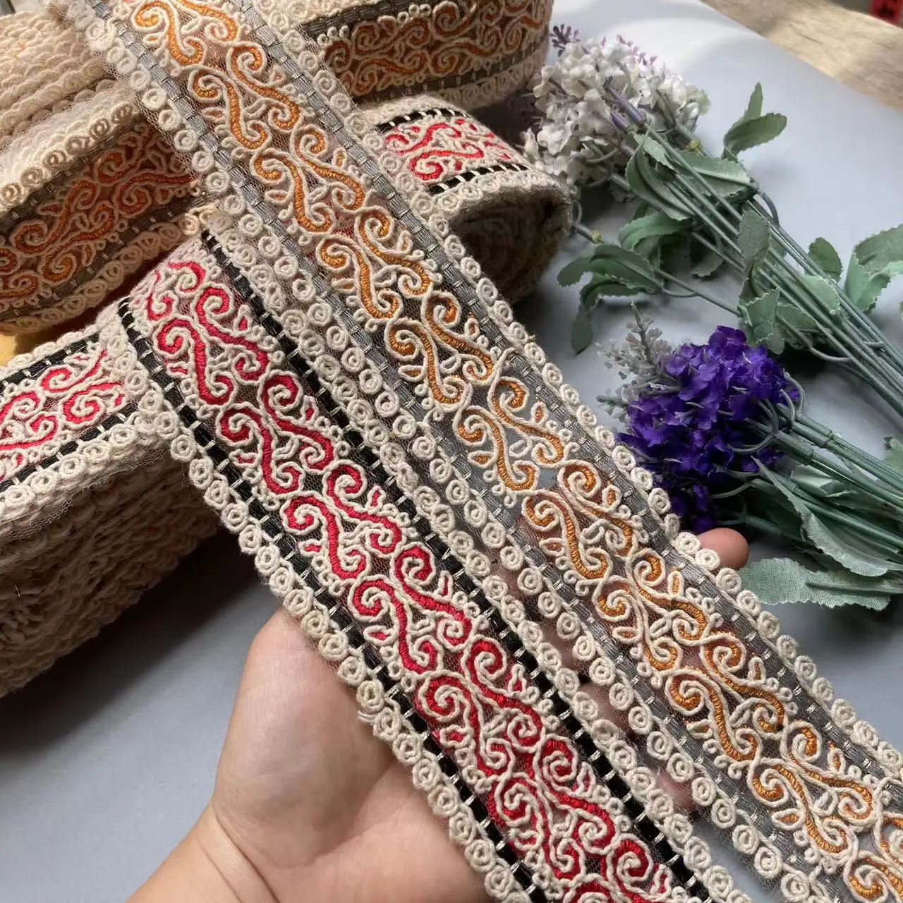 1 ярд красные блестки кружевная ткань вышивка ленты Цветочная отделка сделай сам