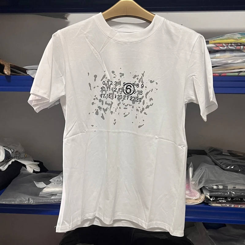 

High Quality Breathable Mm6 Margiela Short Sleeved Fashion Number Couple T-shirts Summer Casual Classic Black White Top Tees