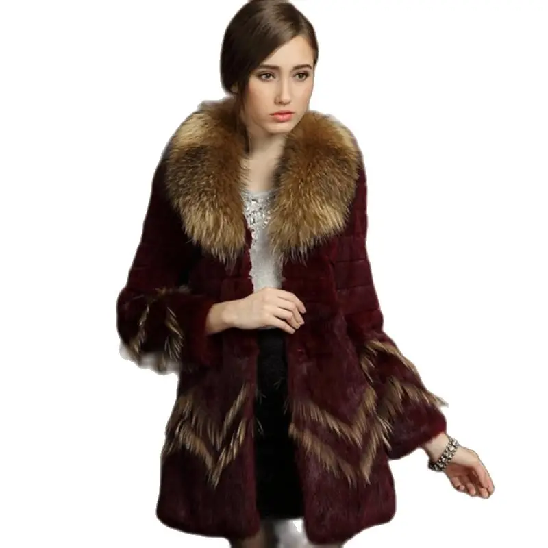 Новая холодная зимняя куртка женская из натурального меха енота с воротником