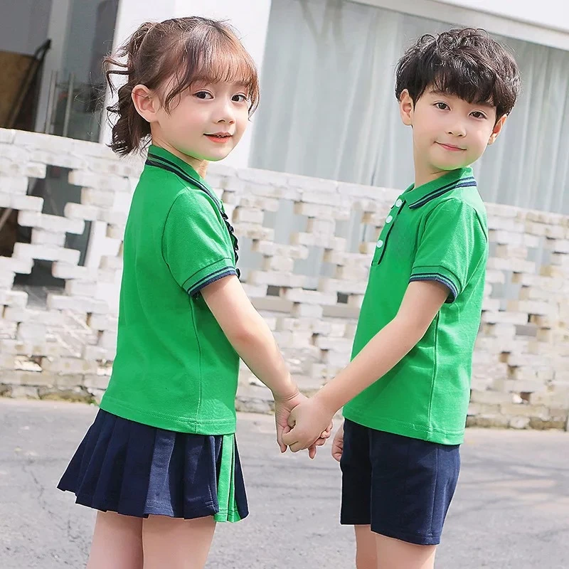 Golf clothing children clothing summer children's short sleeved T-shirt top, girls' short skirt, boys' ball suit Sportswear suit