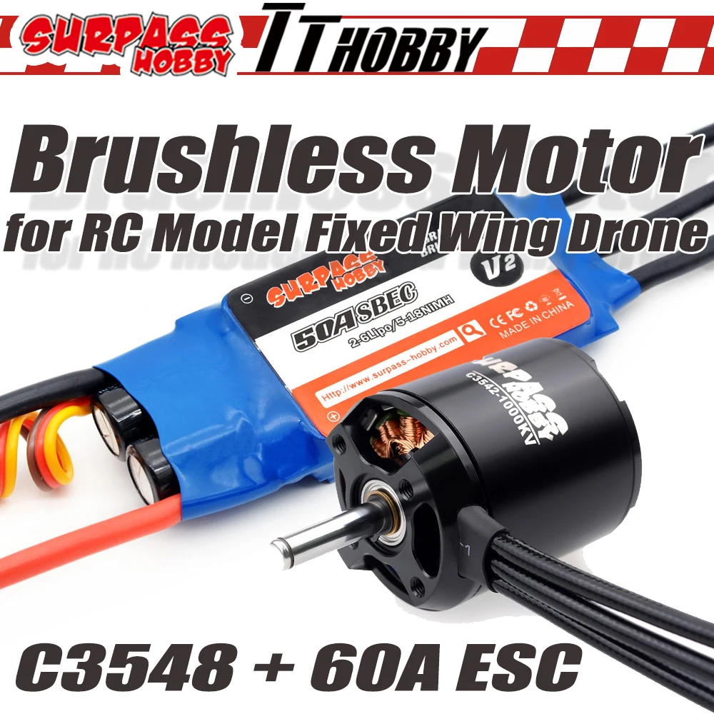 TTHOBBY SURPASS C3548 бесщеточный двигатель 790KV 900KV 1100KV 60A ESC для Airpalne самолет Мультикоптер