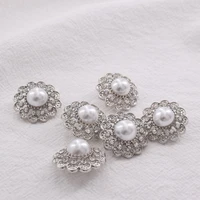cuier 10pcslot 22mm high quality brightness round buttons pearl sewing pearl button with rhinestones diy accessories
