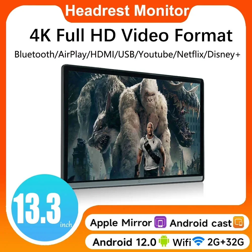 HMDI 11 5/13 3 &quotAndroid 12 2 + 32G/4G 64G автомобильный подголовник монитор IPS планшет сенсорный