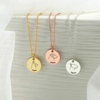 personalized women stainless steel choker custom round pendant engraved small dogs species pattern necklace fashion jewelry gift