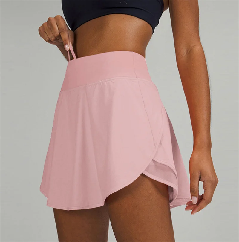 

Women Two Layers High Waist Gauzy Tennis Skirt Summer Sport Running Wear Quick Dry Stretch Short Two Pieces Skirt