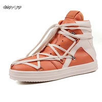 mens platform sneakers fashion casual leather upper harajuku high top board shoes street trend cool big size hip hop sport shoes