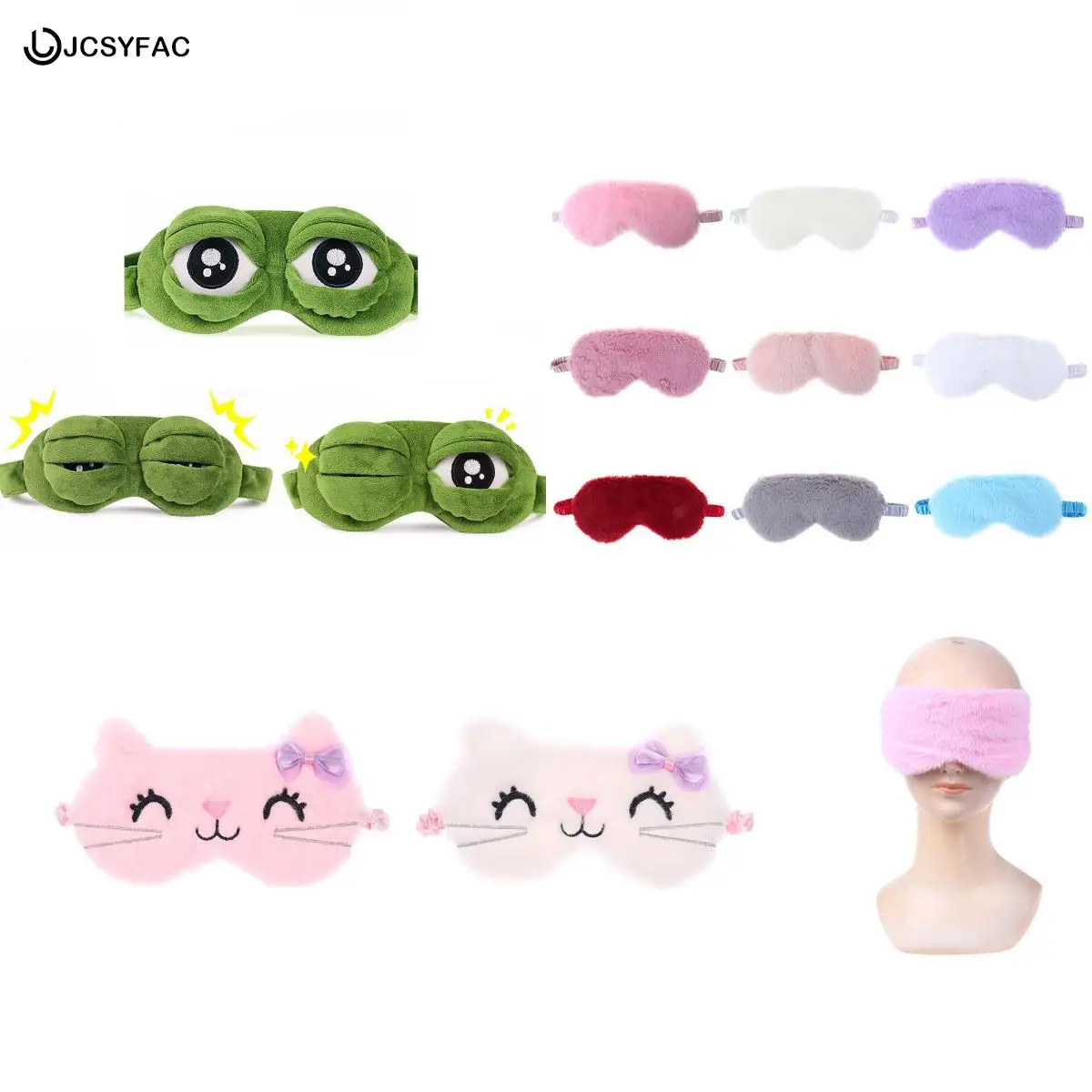 1PCS 3D FROG Sleeping Mask Eyeshade Cute Cat Rabbit Plush Eye Cover Travel Cartoon Eyeshade For Eye Travel Relax Sleeping Gift
