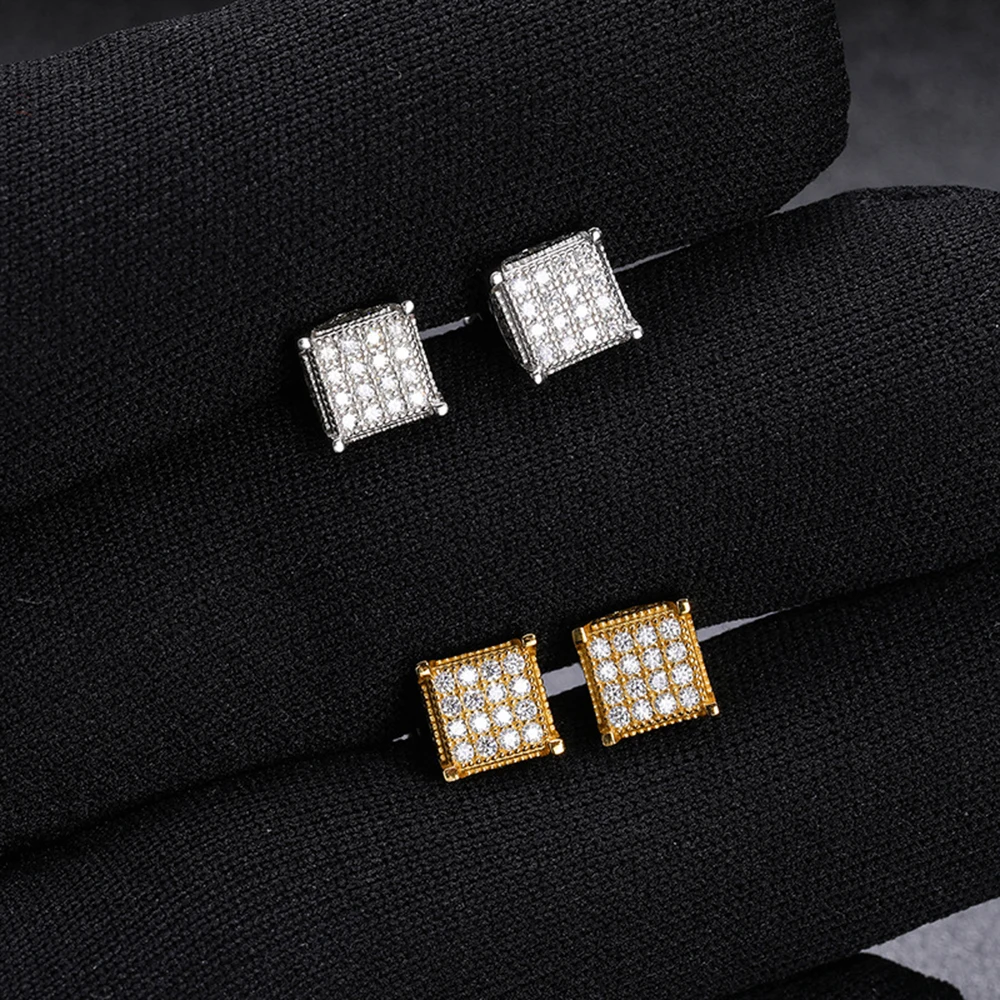 VVS1 Square Moissanite Earrings for Women S925 Silver Real Diamonds Ear Studs Men Earrings Jewelry Pass Tester Free Shipping