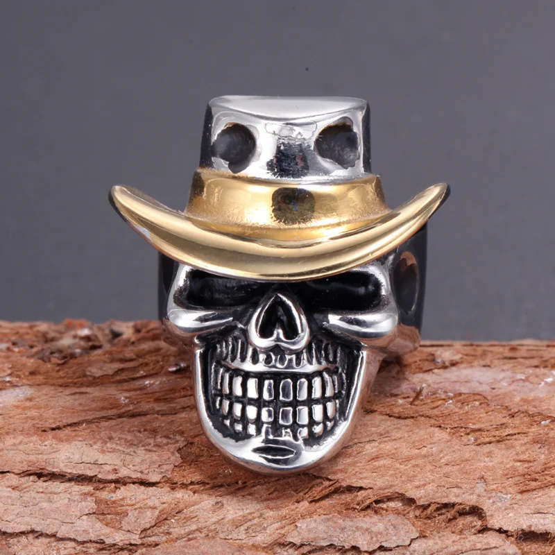 

Мужские кольца в винтажном стиле, кольца в виде ковбойской шляпы, черепа в стиле ретро, кольца из нержавеющей стали в виде черепа, крутые муж...