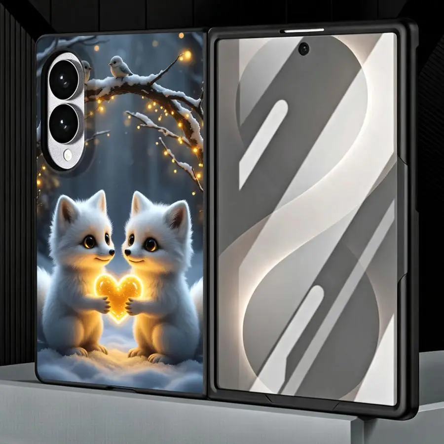 Роскошный чехол для телефона Samsung Galaxy Z Fold 8 ZFold8 Z Fold8 Wide ZFold Wide с милыми белыми лисами и снежным лесом. (art.: 3920dcdd64fd2) - 3920dcdd64fd2