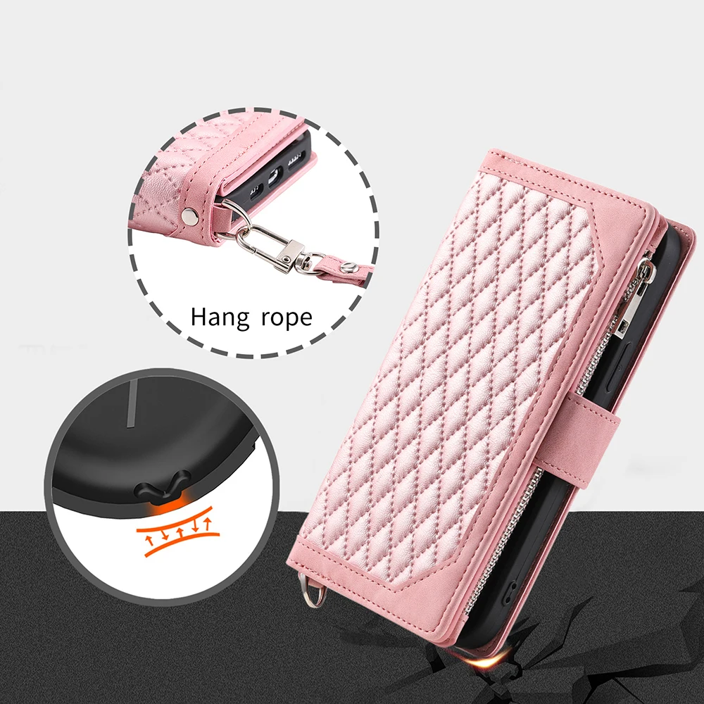 Fashion Zipper Wallet Flip Cover For Xiaomi POCO F3 11T Redmi Note 11 Pro 11S 10 10S 9 9S 8 7 K40 Multi Card Slots Book Cover
