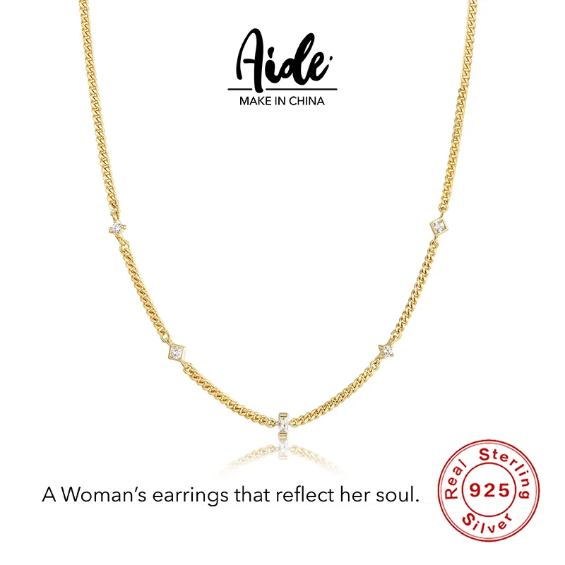 

Aide 925 Sterling Silver Simple Necklace Interval Diamond Versatile Ladies Necklace European Personality Luxury Jewelry Gift New