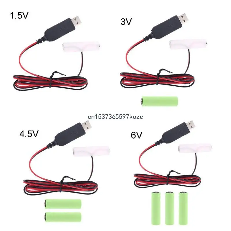 

USB 5V to 1.5V 3V 4.5V 6V USB Power Supply Eliminate Cable Replace AA Battery