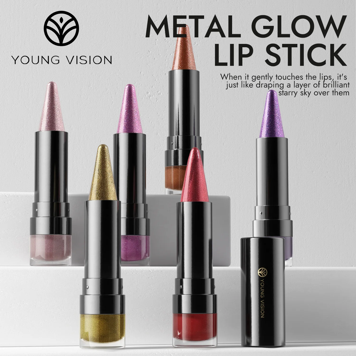 YOUNG VISION 7-цветная металлическая матовая жемчужная помада с тонкими блестками и