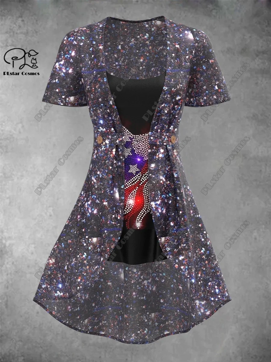 Женская Новинка патриотическая женская одежда PLstar Cosmos с 3D принтом прозрачный