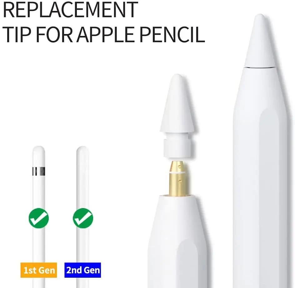 4 шт. сменные наконечники совместимые с Apple Pencil 2 Gen iPad Pro - iPencil Nib для 1 st/Pencil White |