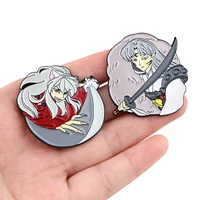 japanese anime inuyasha enamel brooch cool character pins for clothing backpack lapel badges fashion jewelry accessories gifts