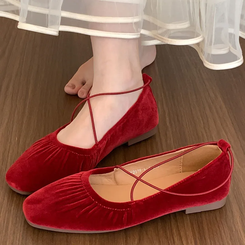 Женские Плиссированные туфли на плоской подошве элегантные уличные мэри джейн