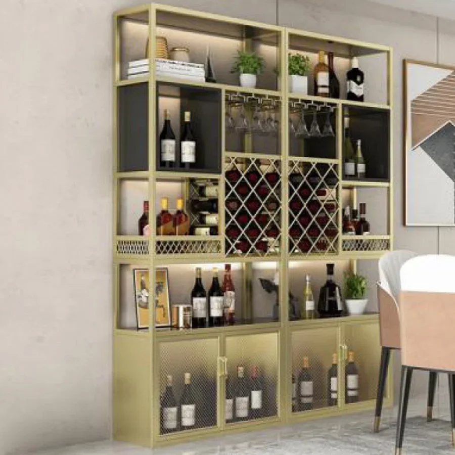 Напольный винтажный шкаф для вина винтажная Золотая железная промышленная