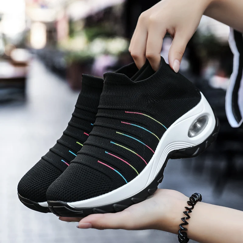 Women's Fashion Plateform Walking Shoes Air Cushion Comfortable Breathable Casual Sneakers Wedges