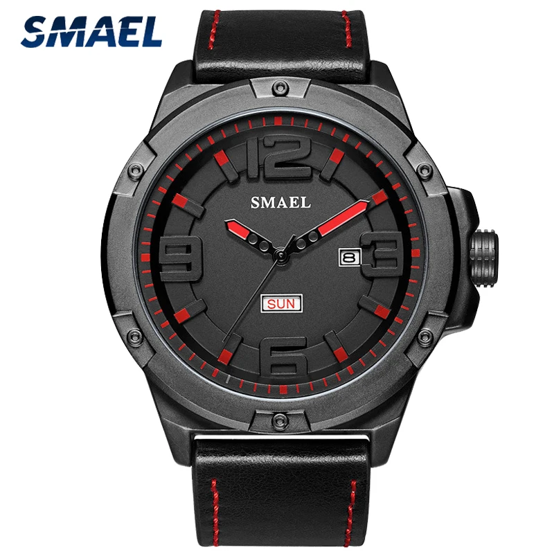 

Men Genuine Leather Strap Watch New SMAEL Luxury watch men's date display creative Quartz Wrist Watches Relogio Masculino