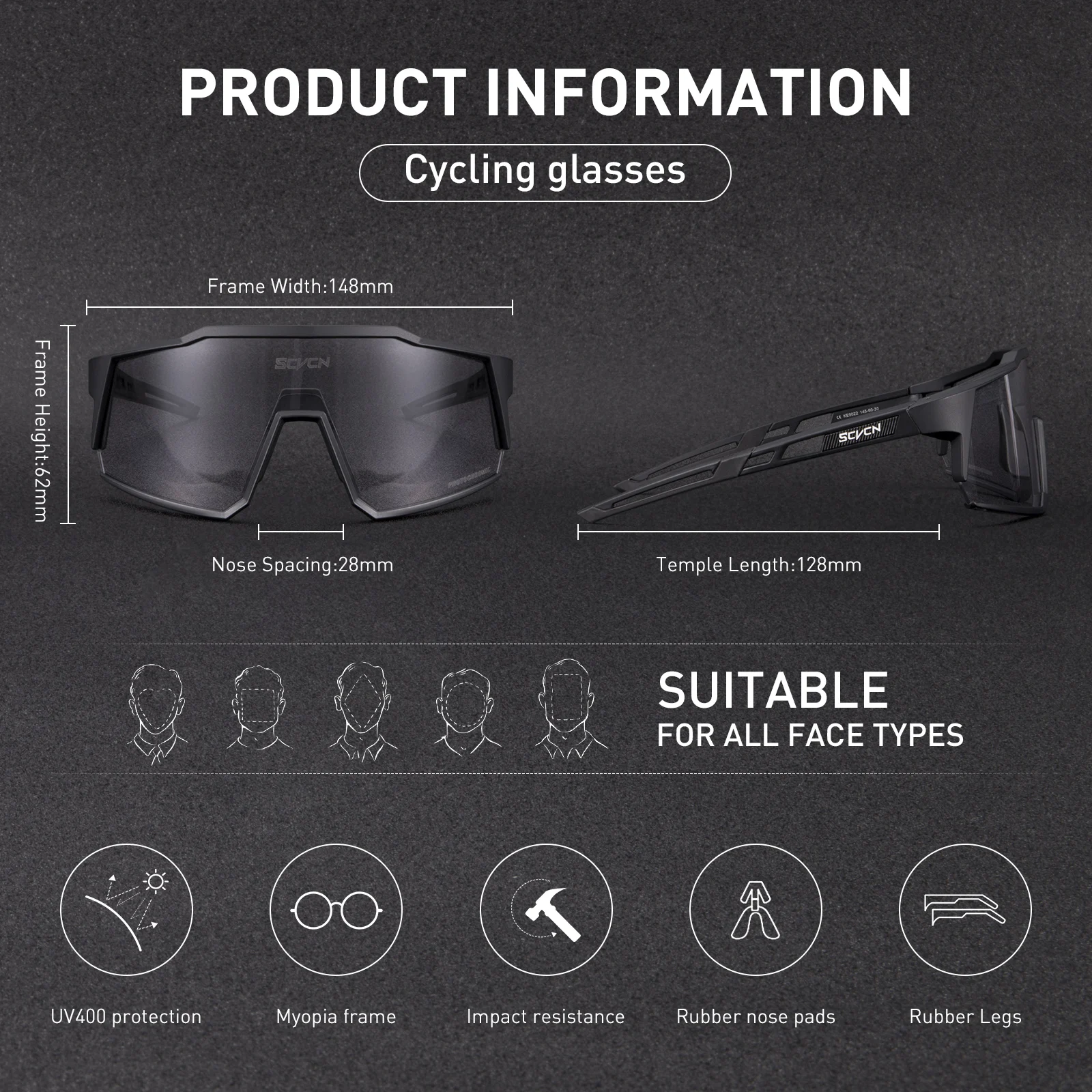 Фотохромные Велосипедные Солнцезащитные Очки Для Мужчин Защита UV400+ Оправа TR-90