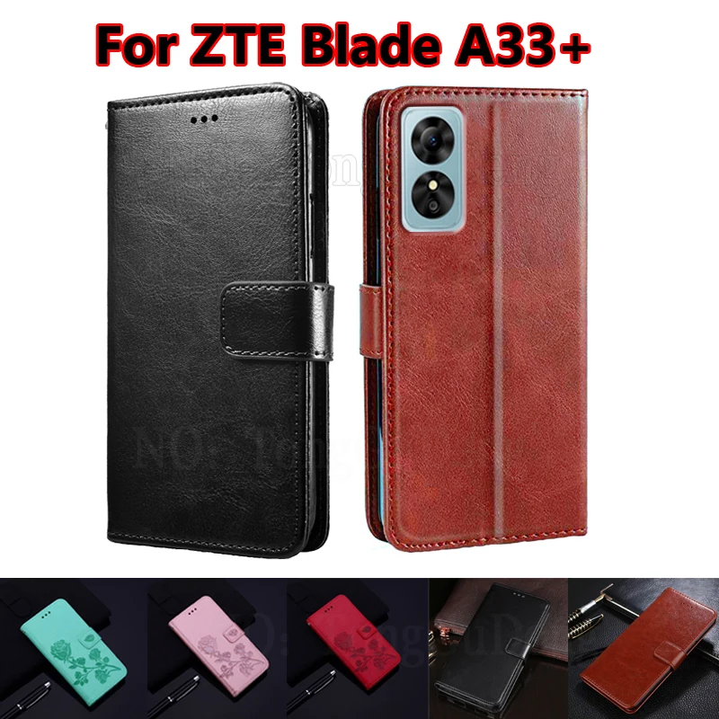 

Magnetic Phone Funda For ZTE Blade A33+ Case Leather Book Stand Wallet Cover For Capinha ZTE Blade A33 Plus 2023 6.3" Coque Etui