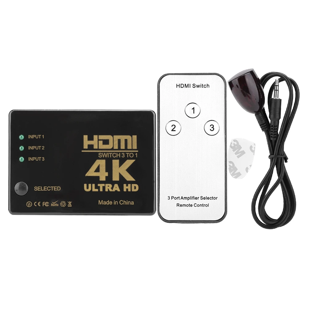 

HDMI 1.4 4K*2K Mini Switcher 3 In 1 Out Splitter Selector With Remote Control