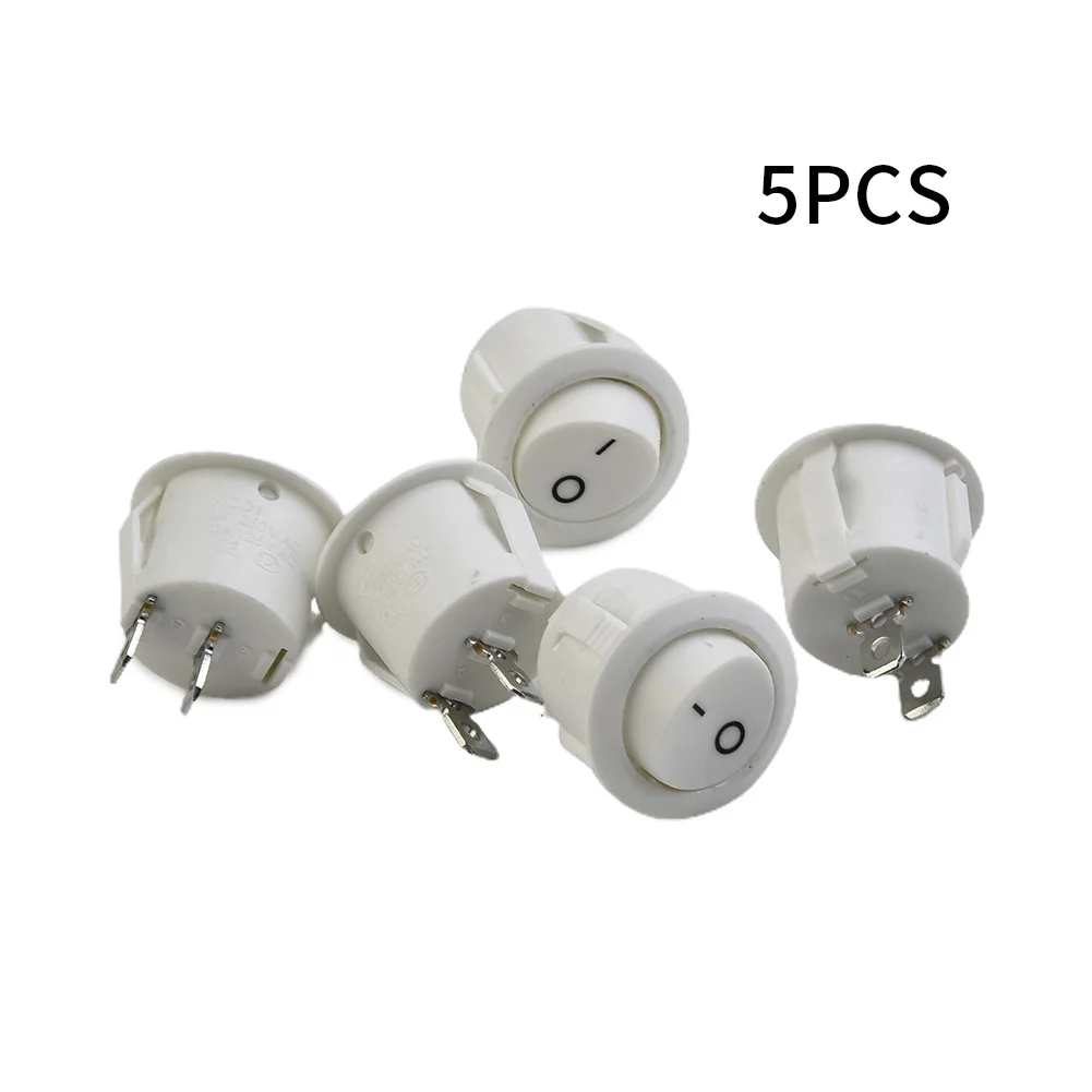 

Camper Van Rocker Switches Caravan Boat Motorhome ON-OFF Round Snap-In Terminal White 2 Stalls 5 Pcs 6A250V New