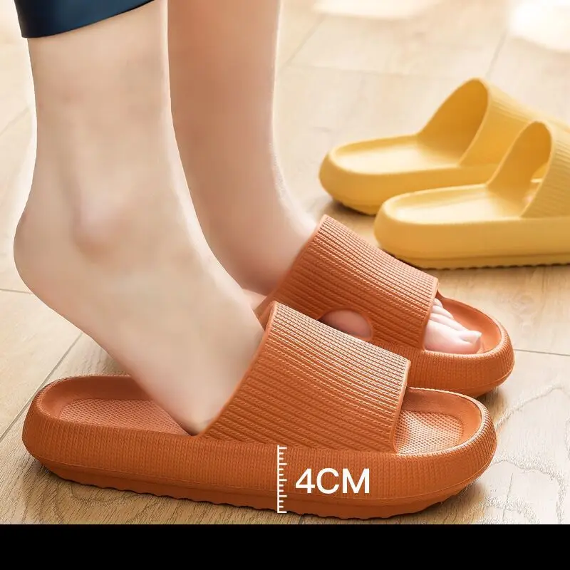 Summer Home Simple Thick Bottom Mute Slippers Couple Indoor Bathroom Anti-slip Sandals Unisex Comfortable High-end Sense Slipper