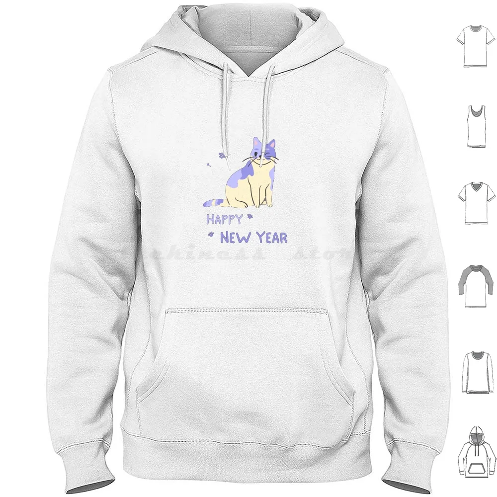 

Happy New Year Cat 2023. Happy Cat Hoodie cotton Long Sleeve Anniversary Unicorn Holidays Perfect Fan Collector Graphic Other