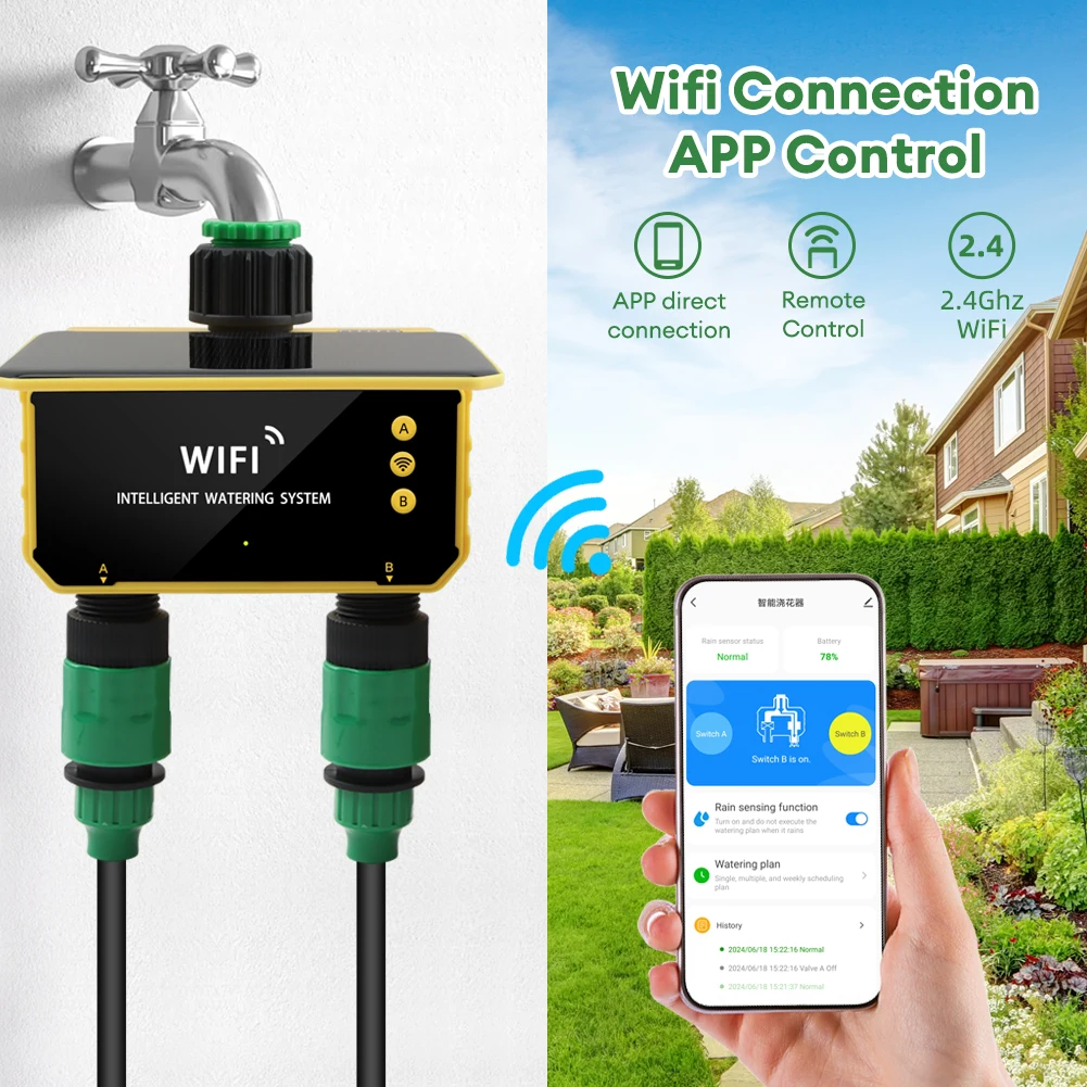 Двухзонный Wi-Fi солнечный таймер орошения Smart APP управление автоматическая