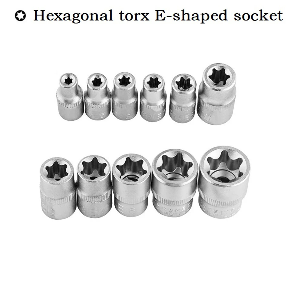 

29 Pcs Torx Star Socket Bit Set E-Security Bits Screws Driver Male Female Thread For External Torque Power Wrench Tools Parts
