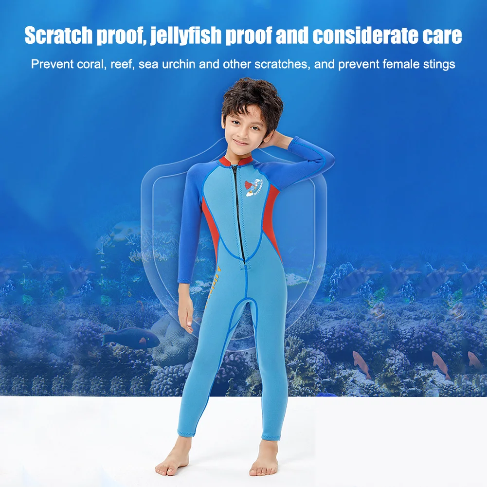 

Boys 2.5mm Neoprene Wetsuits Kids Swimwears Diving Suits Long Sleeves Zipper Boys Children One Piece Snorkeling Surfing Swimsuit