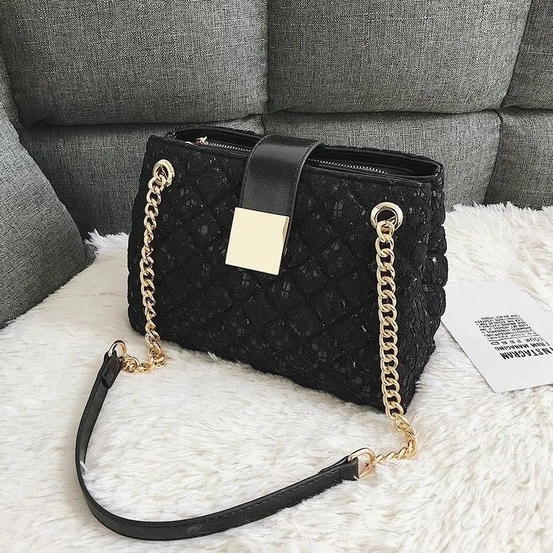 

handbags women Trend 2022 Bag new satchel chain shoulder Bag ins portable large capacity Bag lace women's Bag