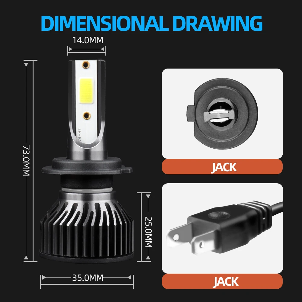 Лампа для автомобильных фар H4 светодиодный 6000 лм H11 автомобильная