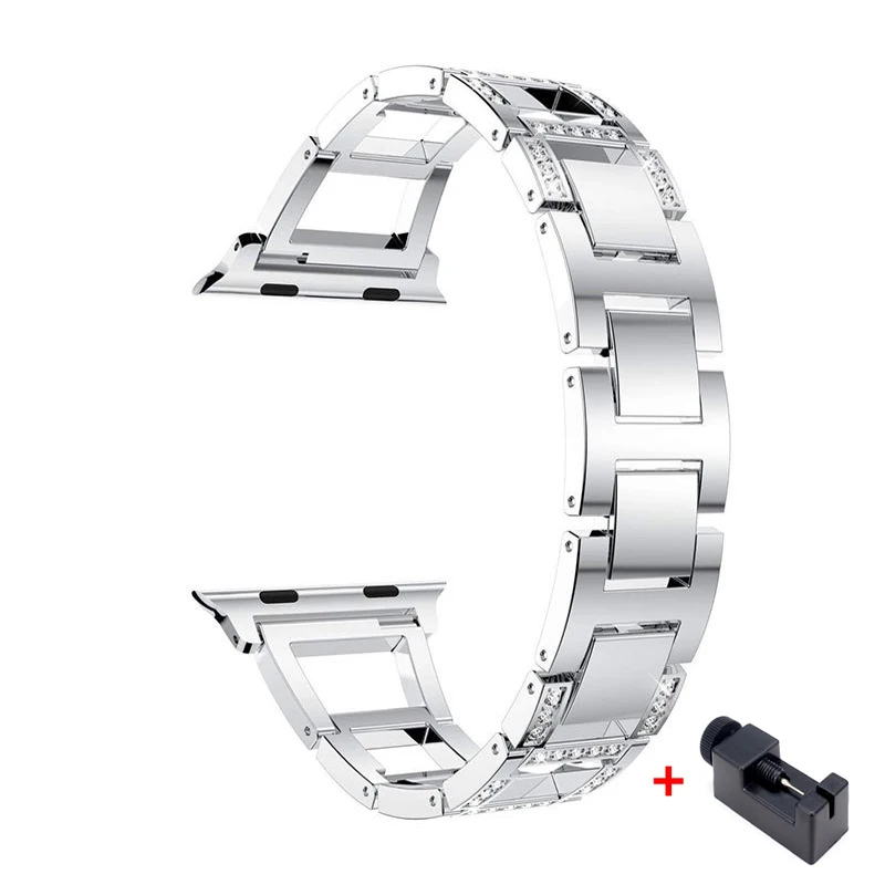 Stainless steel Strap For Apple watch band 7 45mm 41mm 6 5 4 44mm 40mm Diamond bracelet wrist correa Iwatch series 3 2 38mm 42mm